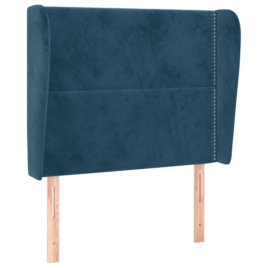 Uzglavlje s ušima tamnoplavo 93x23x118/128 cm baršunasto
