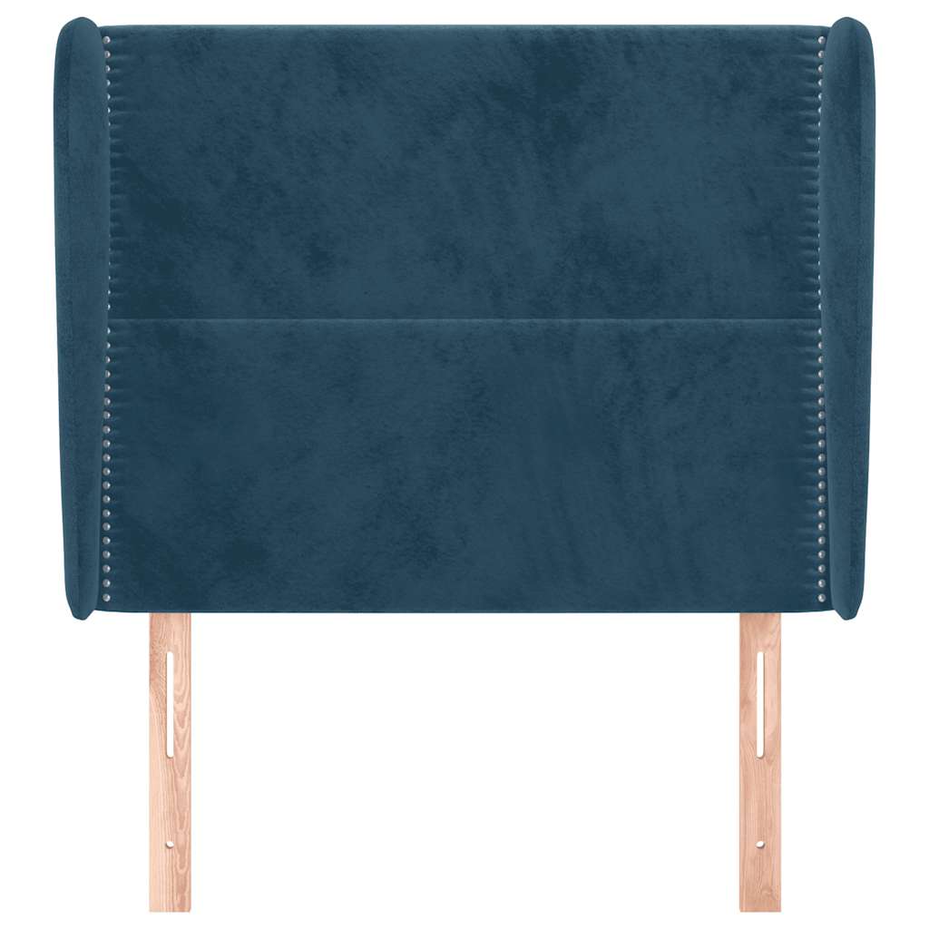 Uzglavlje s ušima tamnoplavo 93x23x118/128 cm baršunasto