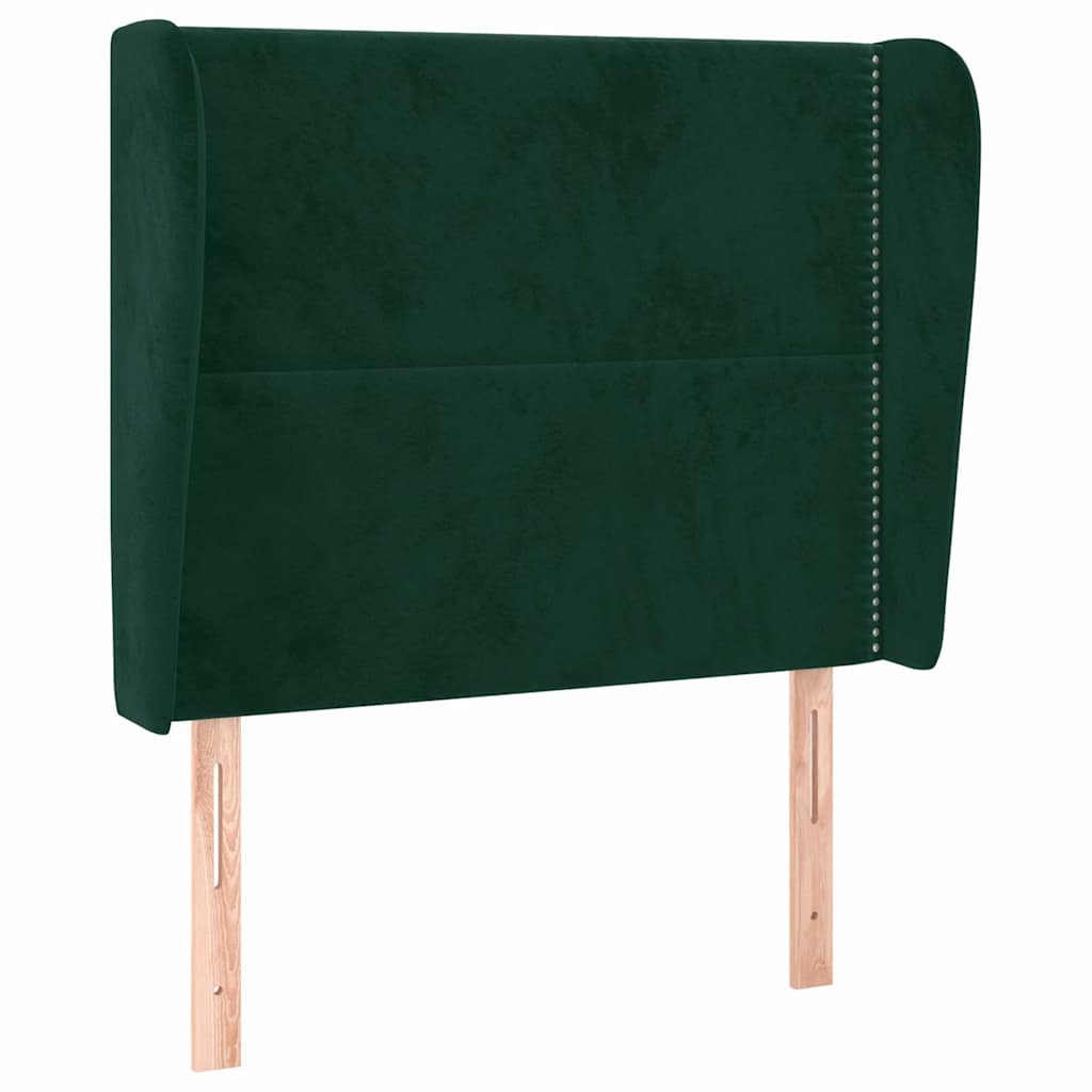 Uzglavlje s ušima tamnozeleno 103x23x118/128 cm baršunasto