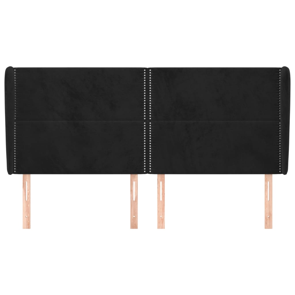 Uzglavlje s ušima crno 163x23x118/128 cm baršunasto