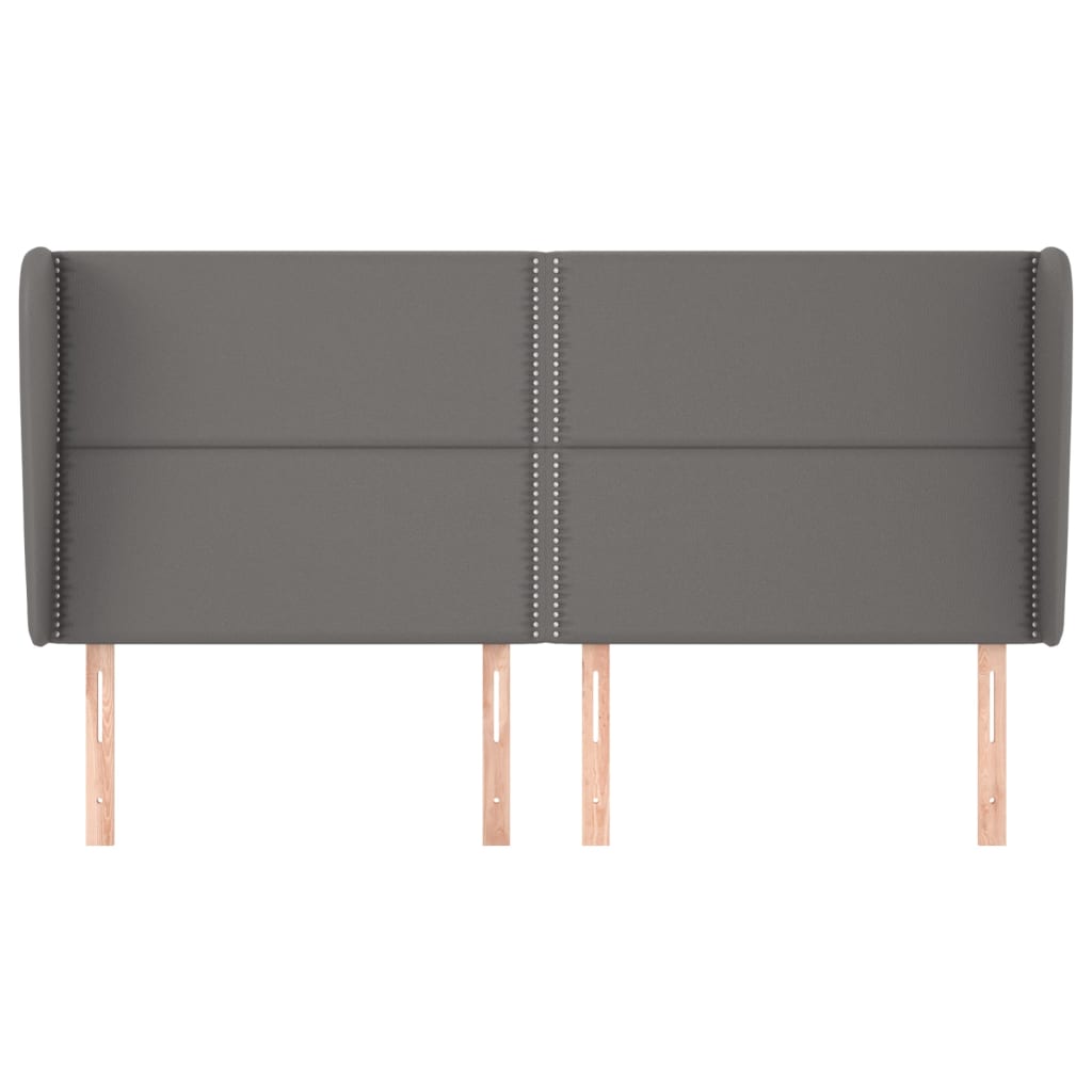 Uzglavlje s ušima sivo 203x23x118/128 cm od umjetne kože