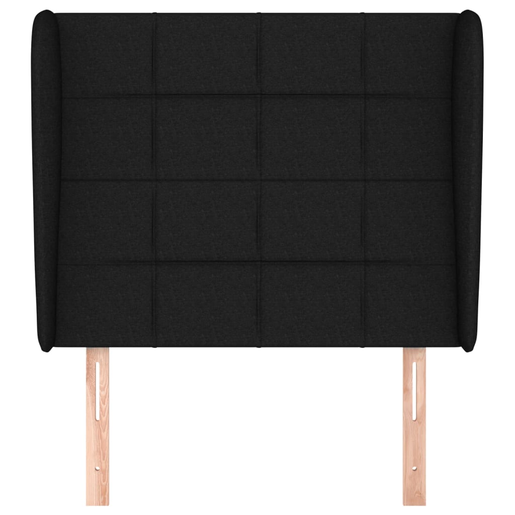 Uzglavlje s ušima crno 93x23x118/128 cm od tkanine