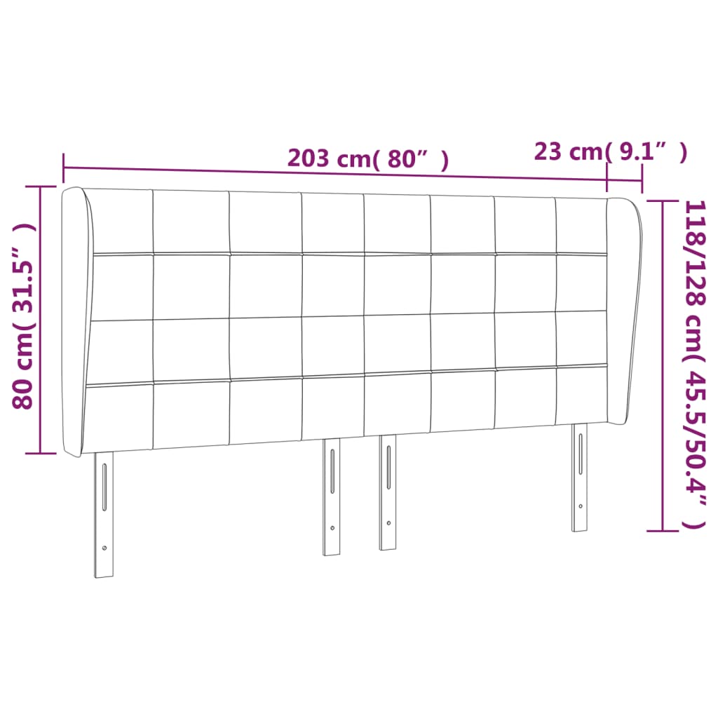 Uzglavlje s ušima plavo 203x23x118/128 cm od tkanine