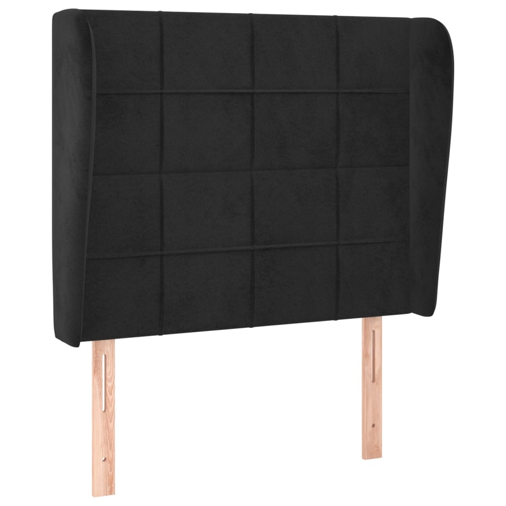 Uzglavlje s ušima crno 83 x 23 x 118/128 cm baršunasto