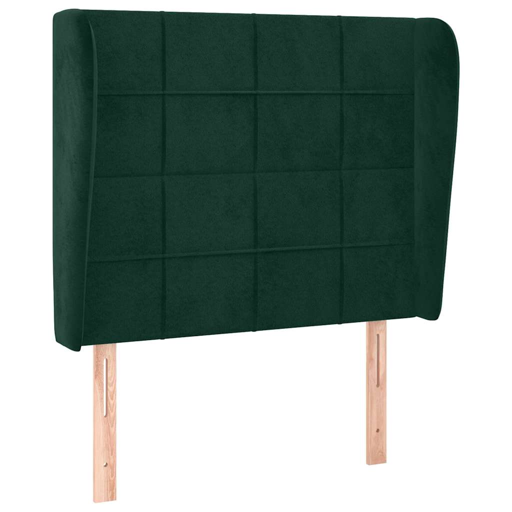Uzglavlje s ušima tamnozeleno 83 x 23 x 118/128 cm baršunasto