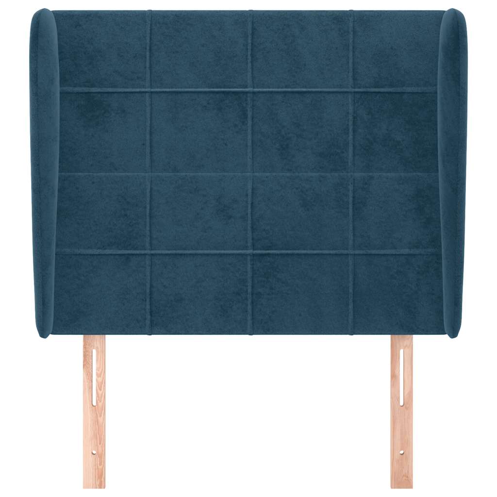 Uzglavlje s ušima tamnoplavo 93x23x118/128 cm baršunasto
