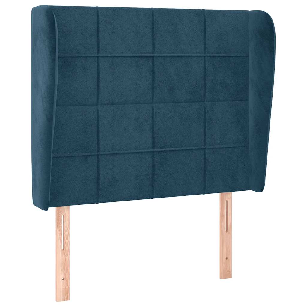 Uzglavlje s ušima tamnoplavo 103x23x118/128 cm baršunasto