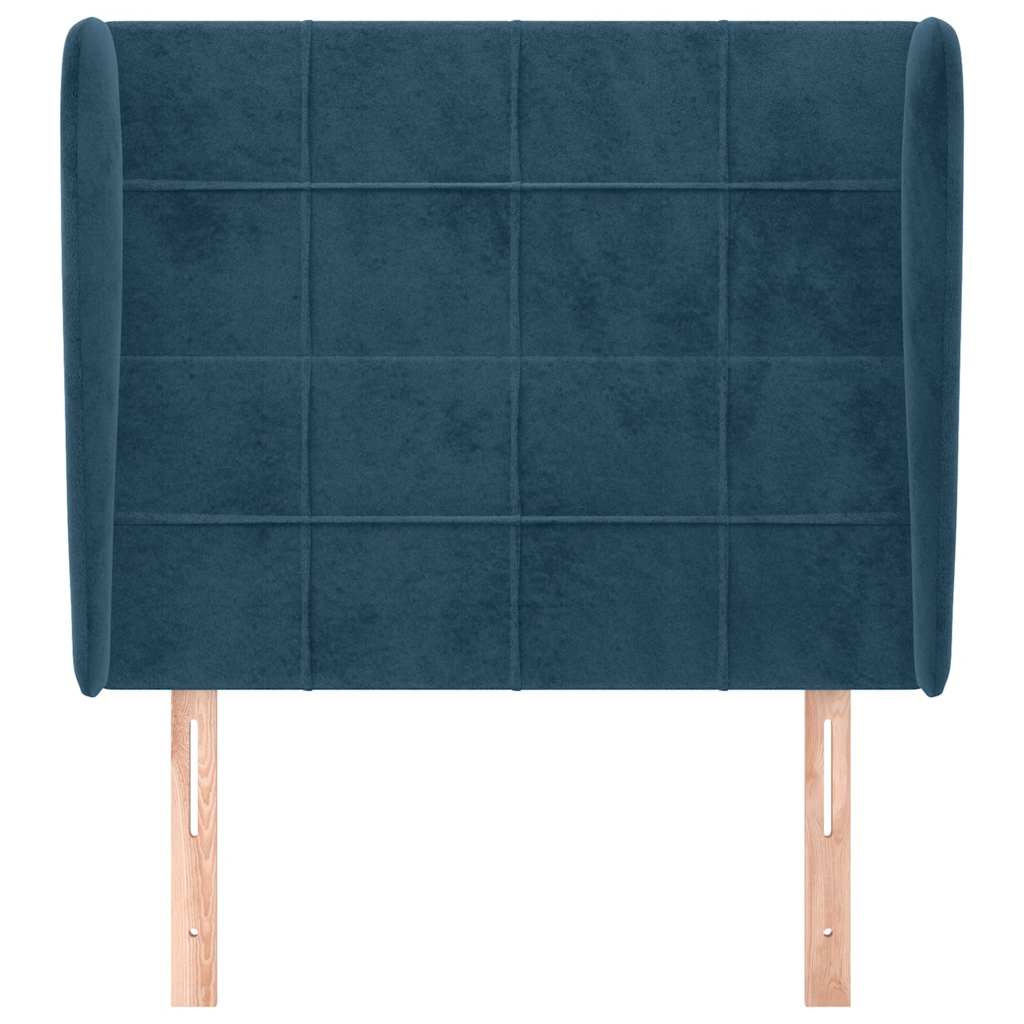 Uzglavlje s ušima tamnoplavo 103x23x118/128 cm baršunasto