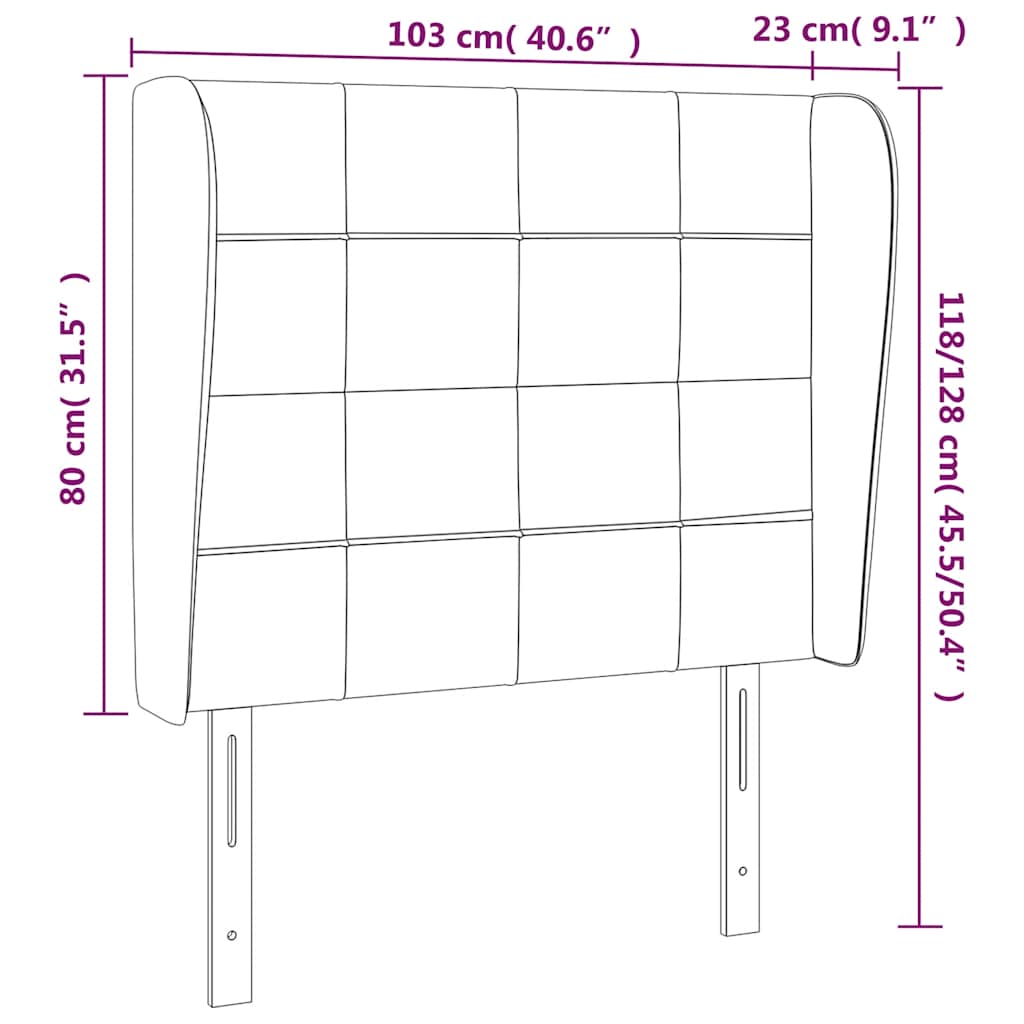 Uzglavlje s ušima tamnoplavo 103x23x118/128 cm baršunasto