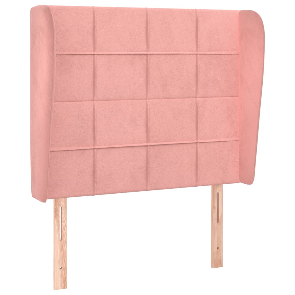 Uzglavlje s ušima ružičasto 103x23x118/128 cm baršunasto