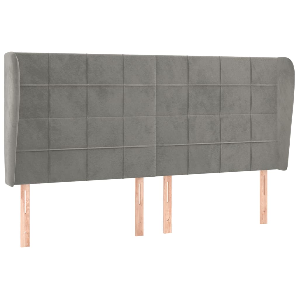 Uzglavlje s ušima svjetlosivo 163x23x118/128 cm obaršunasti