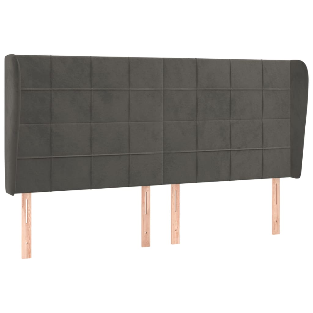 Uzglavlje s ušima tamnosivo 163x23x118/128 cm baršunasto