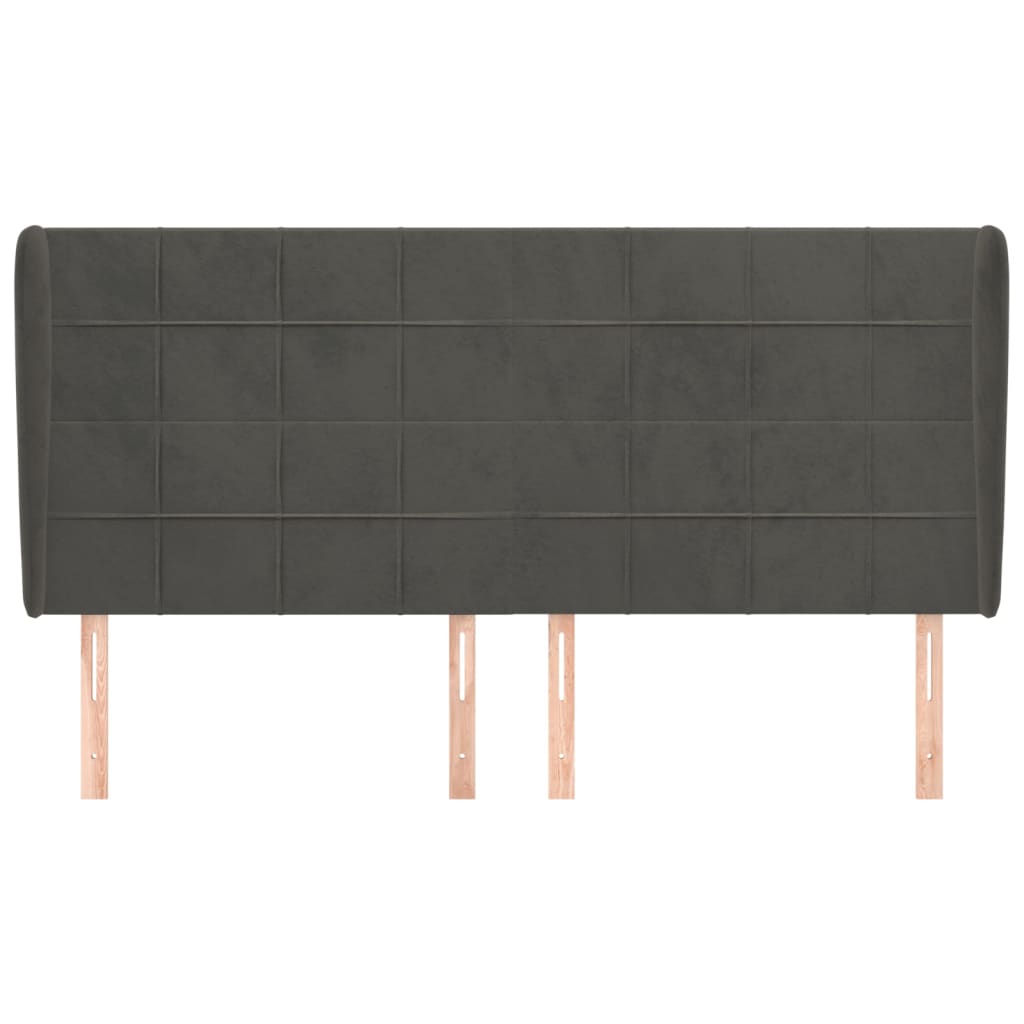Uzglavlje s ušima crno 163x23x118/128 cm baršunasto