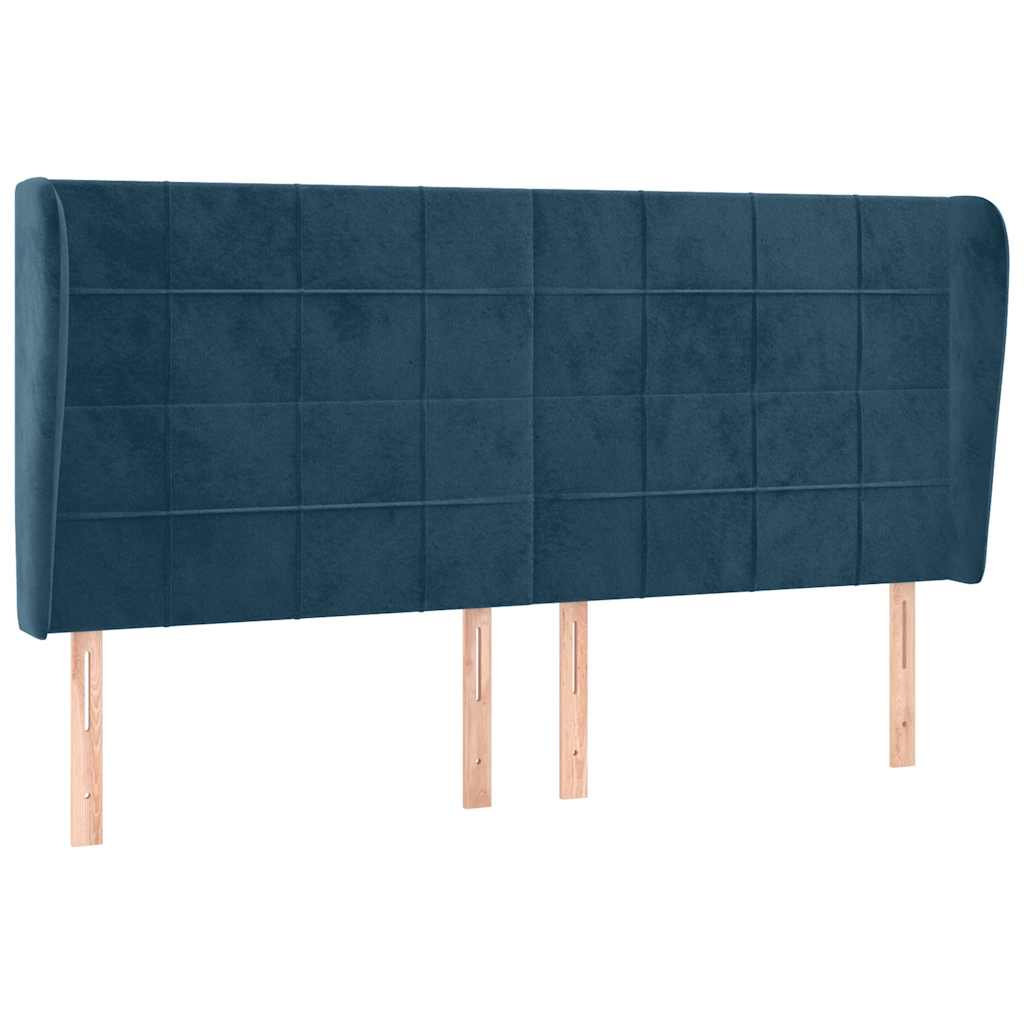Uzglavlje s ušima tamnoplavo 203x23x118/128 cm baršunasto