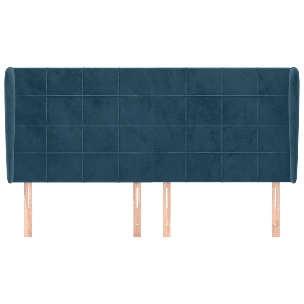 Uzglavlje s ušima tamnoplavo 203x23x118/128 cm baršunasto