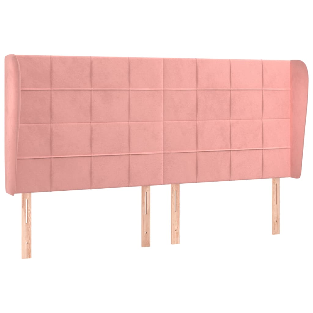 Uzglavlje s ušima ružičasto 203x23x118/128 cm baršunasto