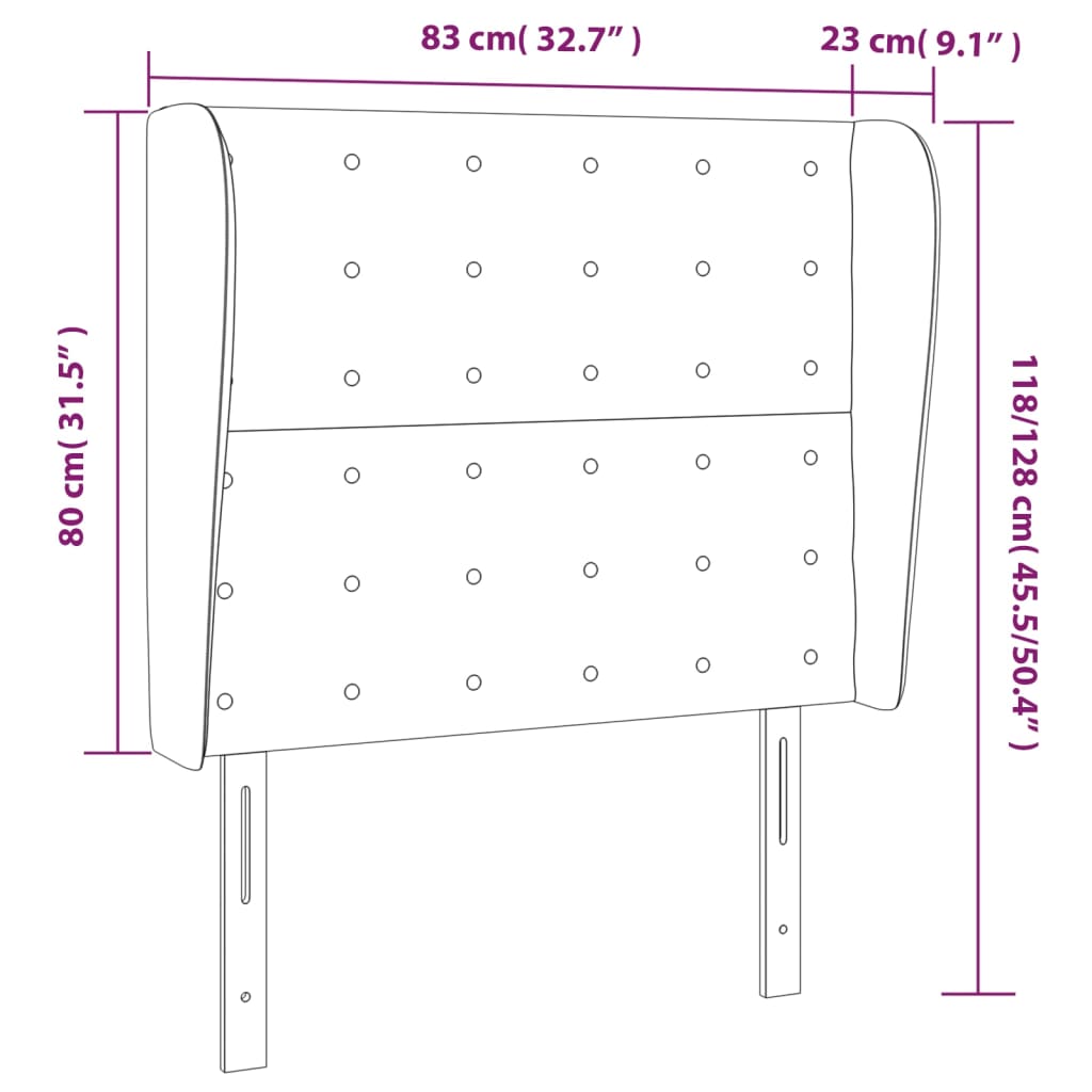 Uzglavlje s ušima krem 83 x 23 x 118/128 cm od umjetne kože