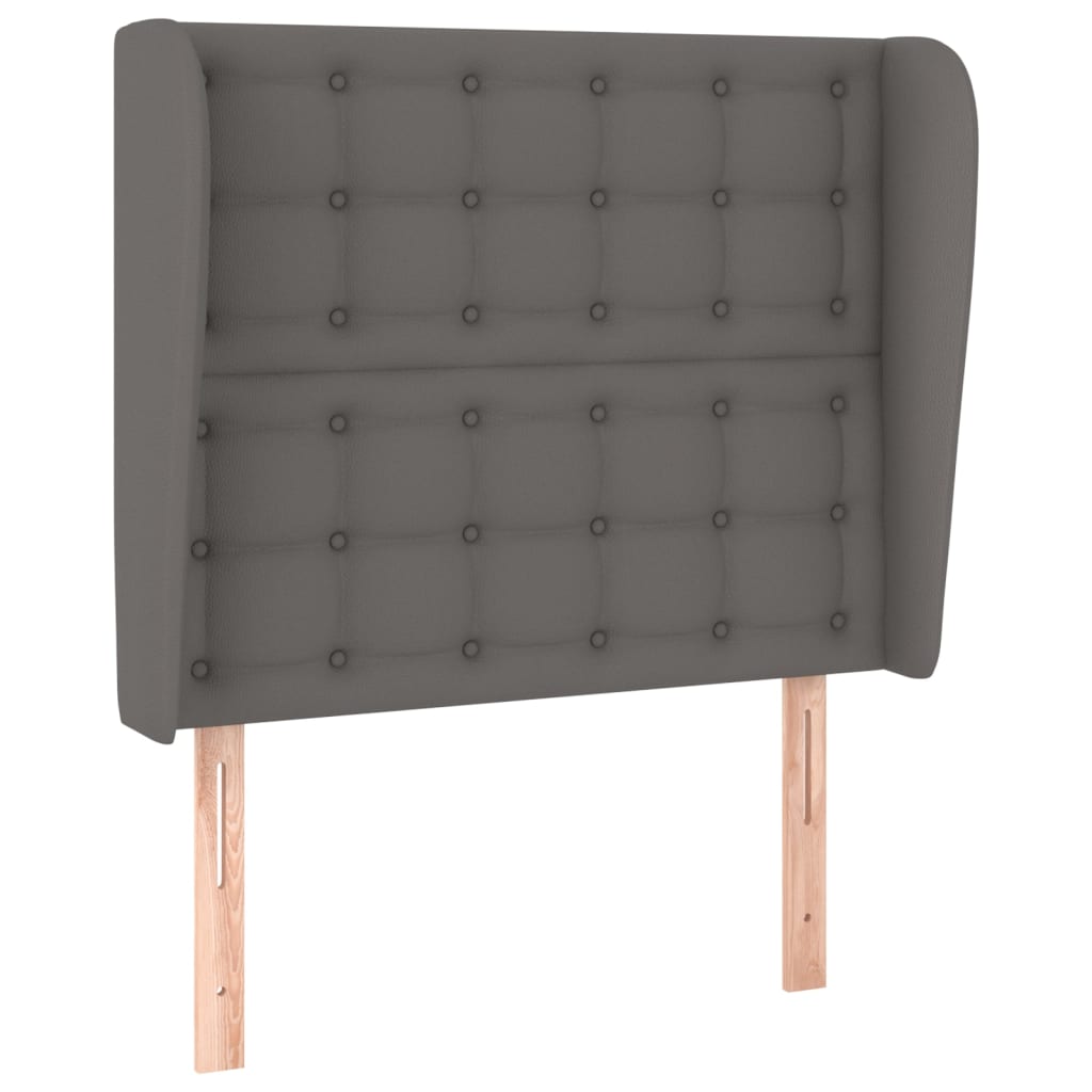 Uzglavlje s ušima sivo 93x23x118/128 cm od umjetne kože