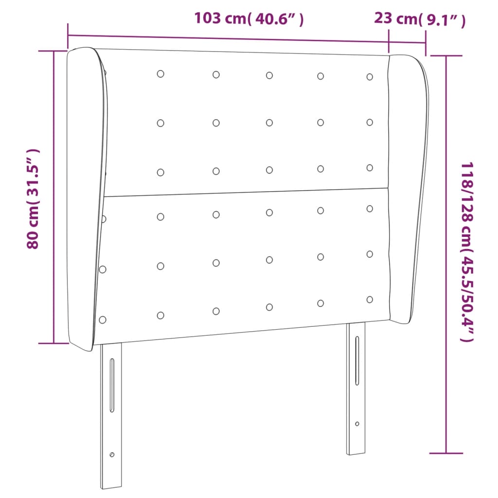 Uzglavlje s ušima boja cappuccina 103x23x118/128cm umjetna koža