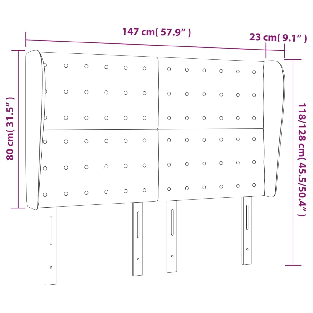 Uzglavlje s ušima krem 147x23x118/128 cm od umjetne kože