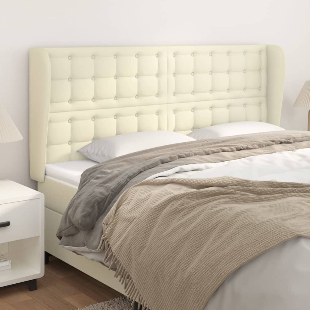Uzglavlje s ušima krem 183x23x118/128 cm od umjetne kože