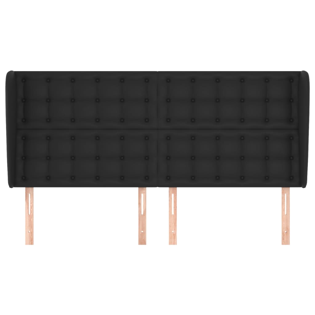 Uzglavlje s ušima crno 203x23x118/128 cm od umjetne kože
