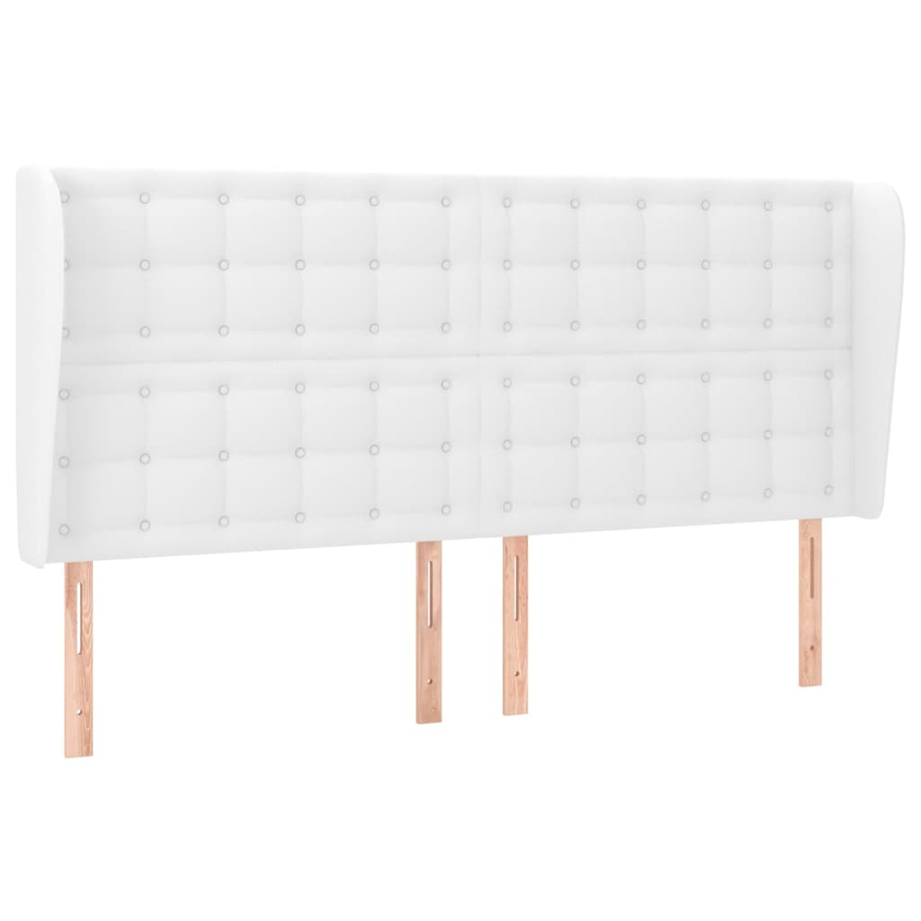 Uzglavlje s ušima bijelo 203x23x118/128 cm od umjetne kože