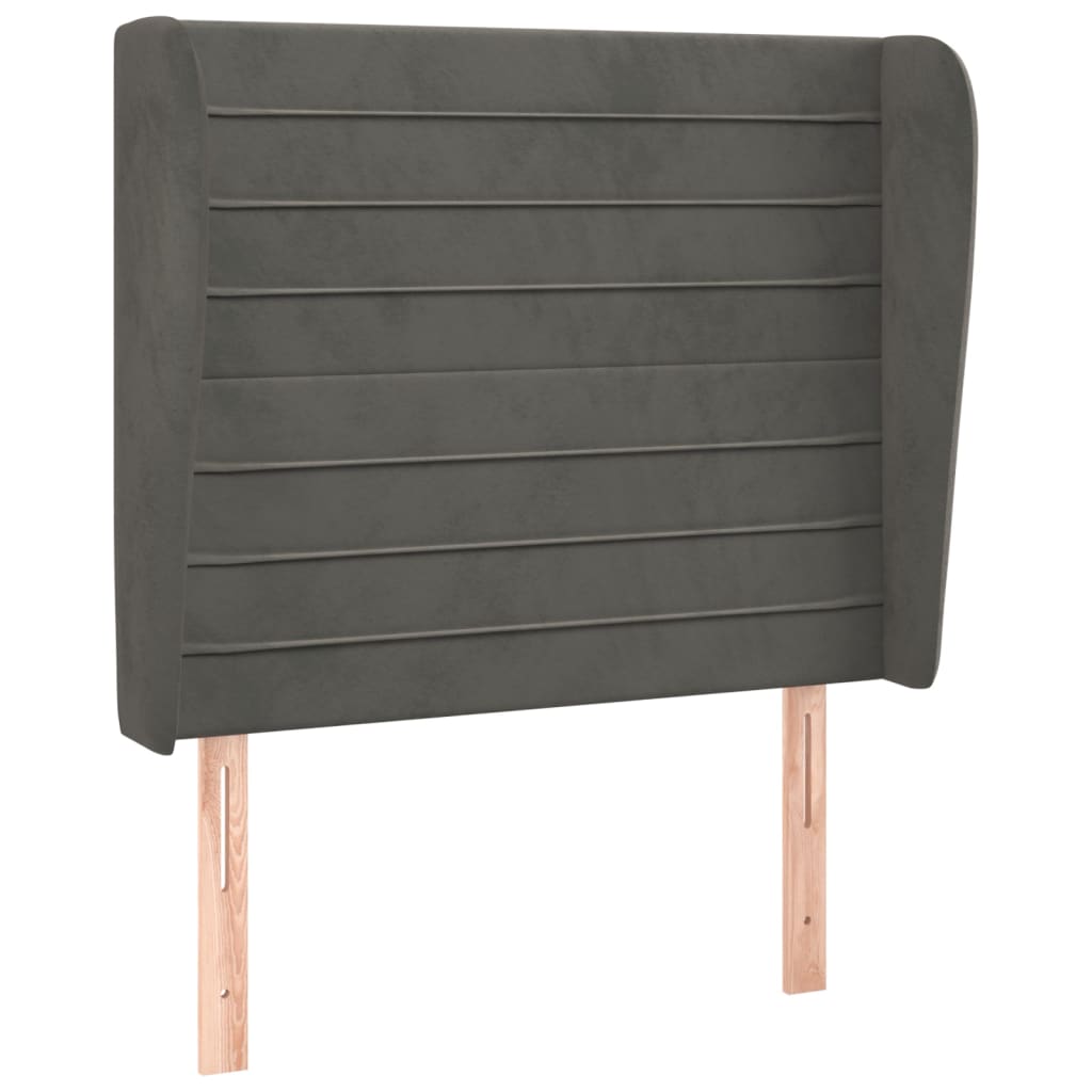 Uzglavlje s ušima tamnosivo 83 x 23 x 118/128 cm baršunasto