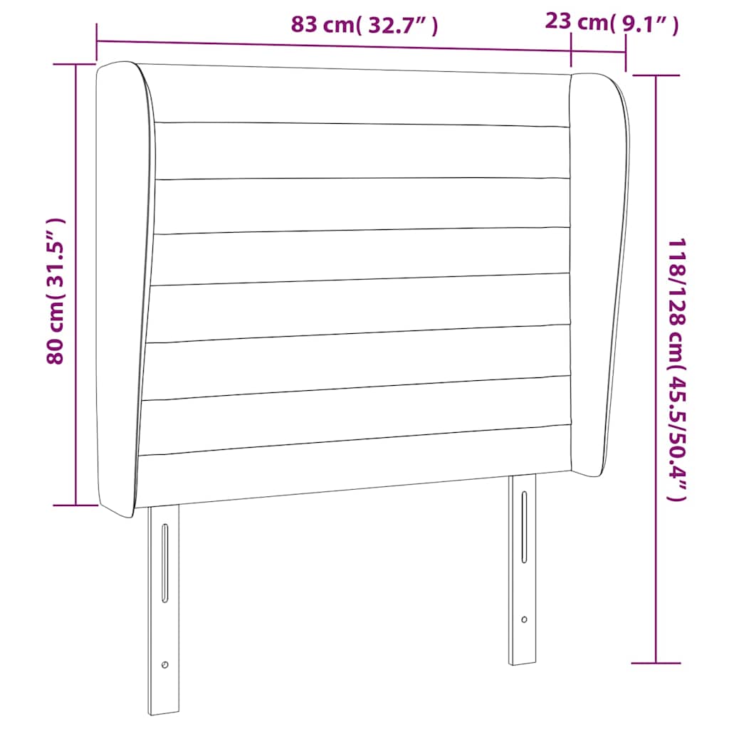 Uzglavlje s ušima tamnoplavo 83 x 23 x 118/128 cm baršunasto