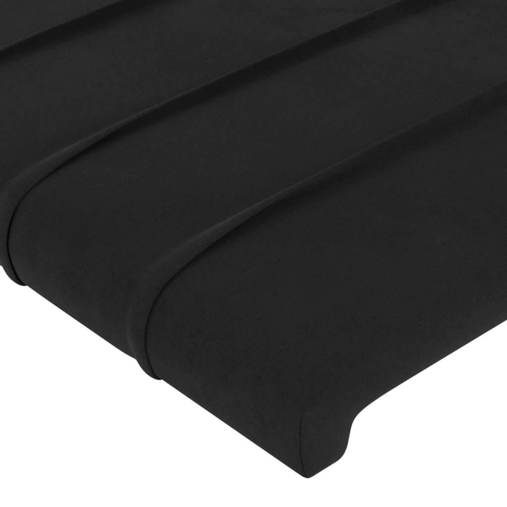 Uzglavlje s ušima crno 93x23x118/128 cm baršunasto