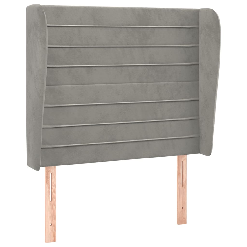 Uzglavlje s ušima svjetlosivo 103x23x118/128 cm baršunasto