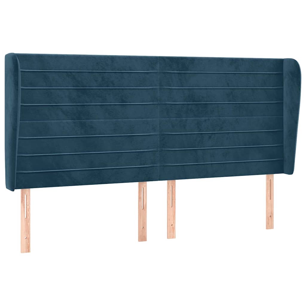 Uzglavlje s ušima tamnoplavo 203x23x118/128 cm baršunasto