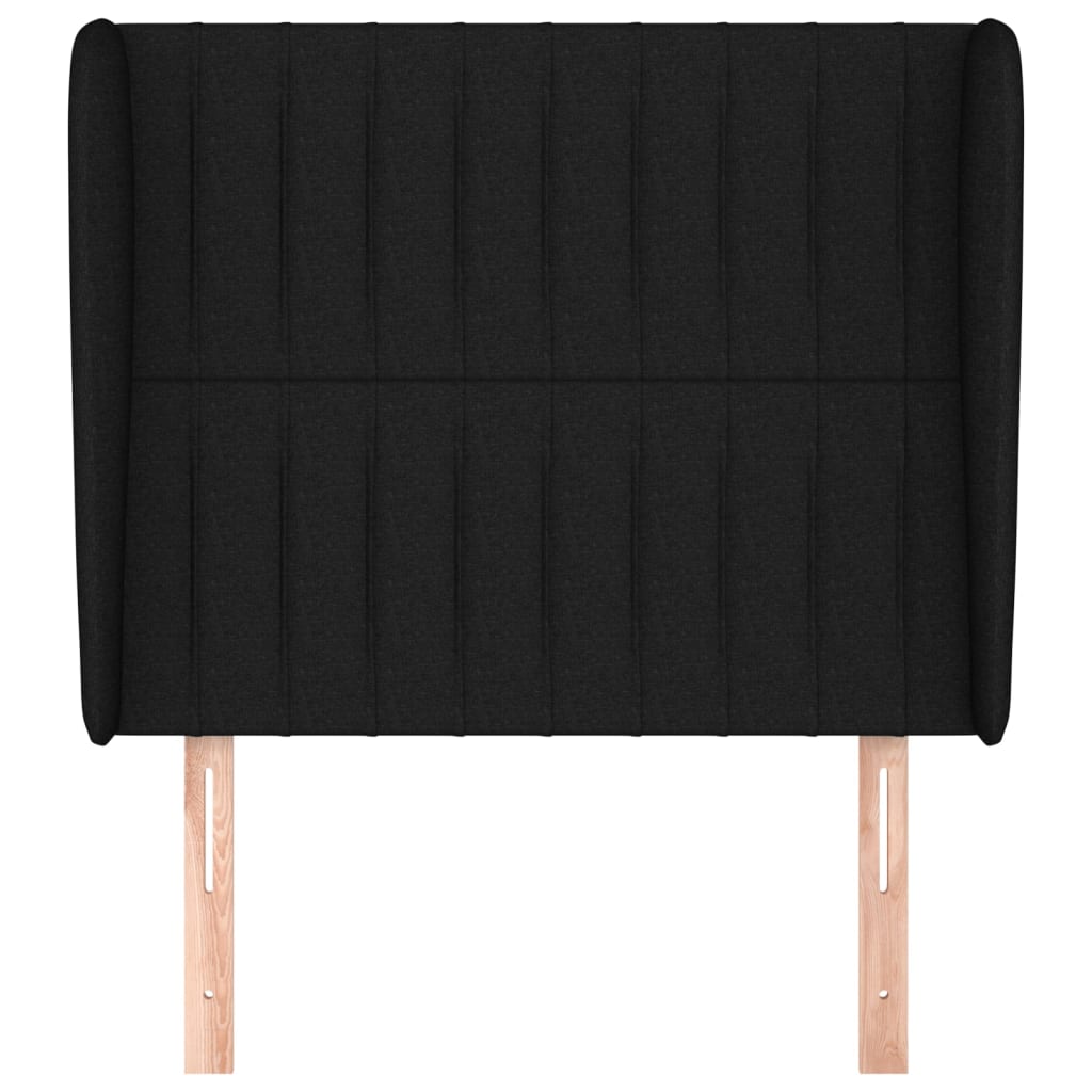 Uzglavlje s ušima crno 83 x 23 x 118/128 cm od tkanine