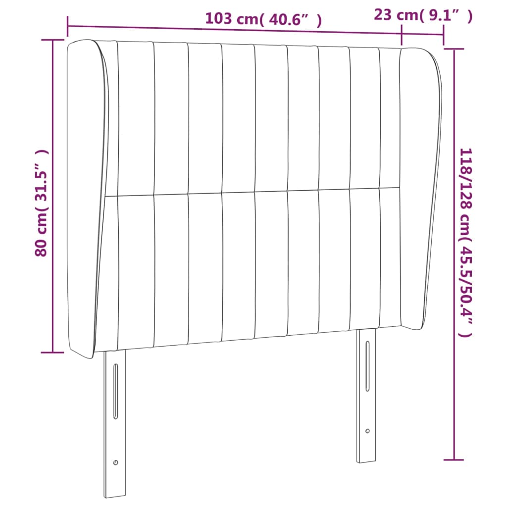 Uzglavlje s ušima krem 103x23x118/128 cm od tkanine