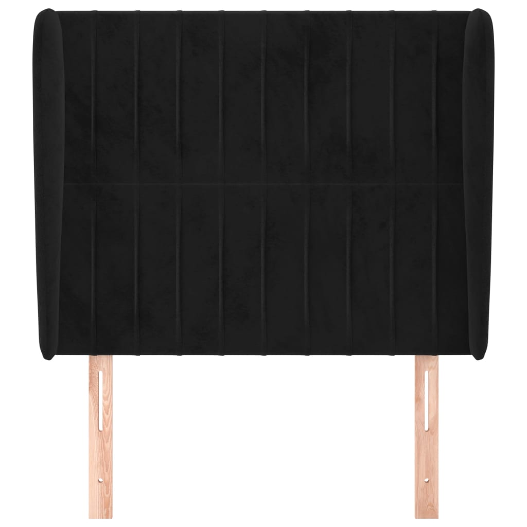Uzglavlje s ušima crno 83 x 23 x 118/128 cm baršunasto