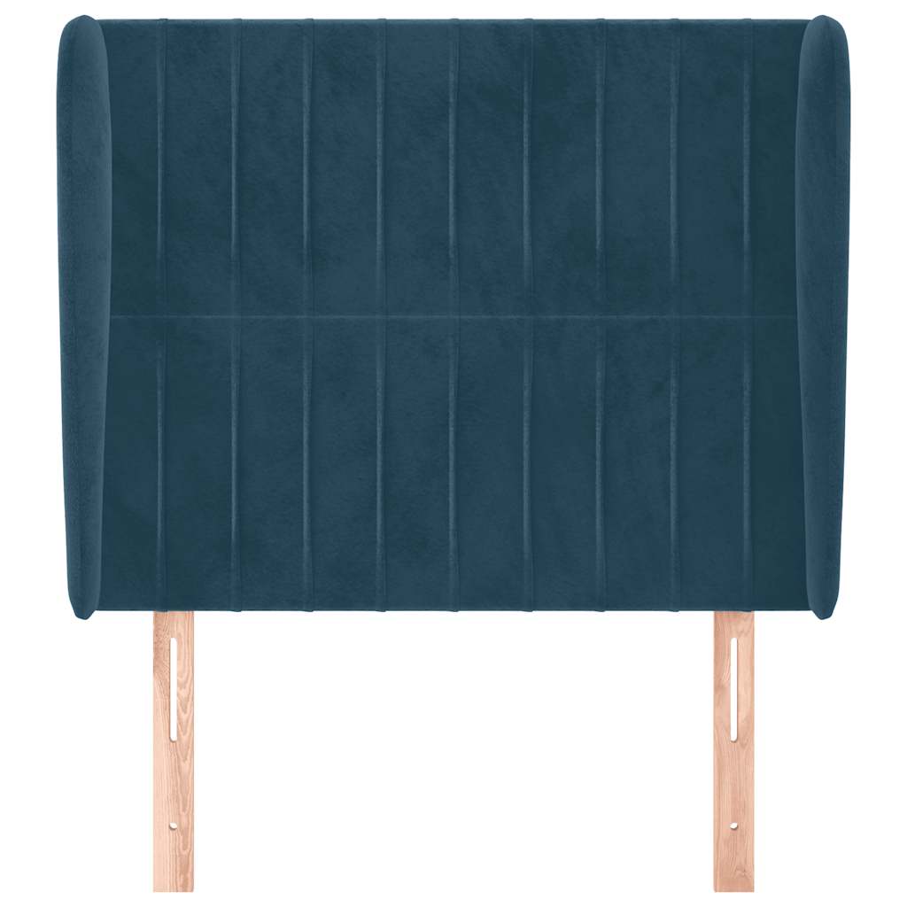 Uzglavlje s ušima tamnoplavo 93x23x118/128 cm baršunasto