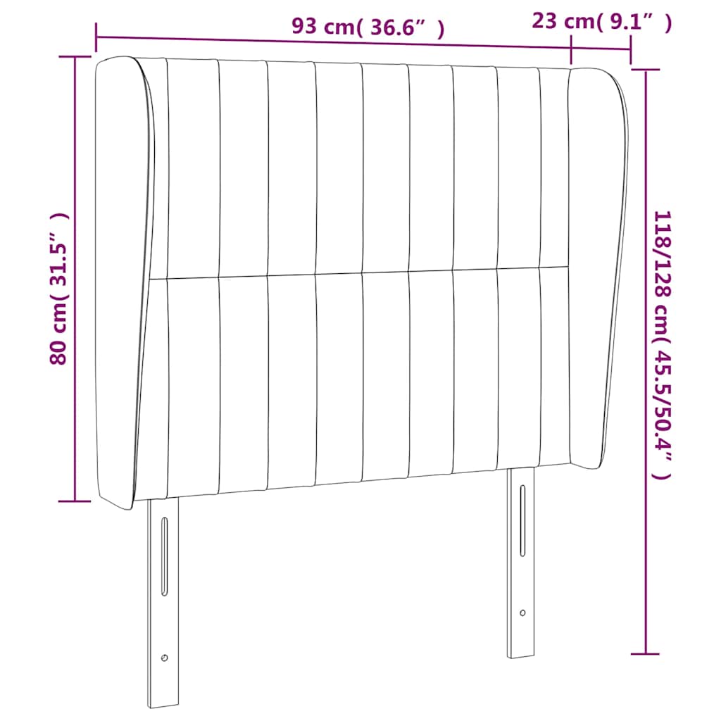 Uzglavlje s ušima tamnoplavo 93x23x118/128 cm baršunasto