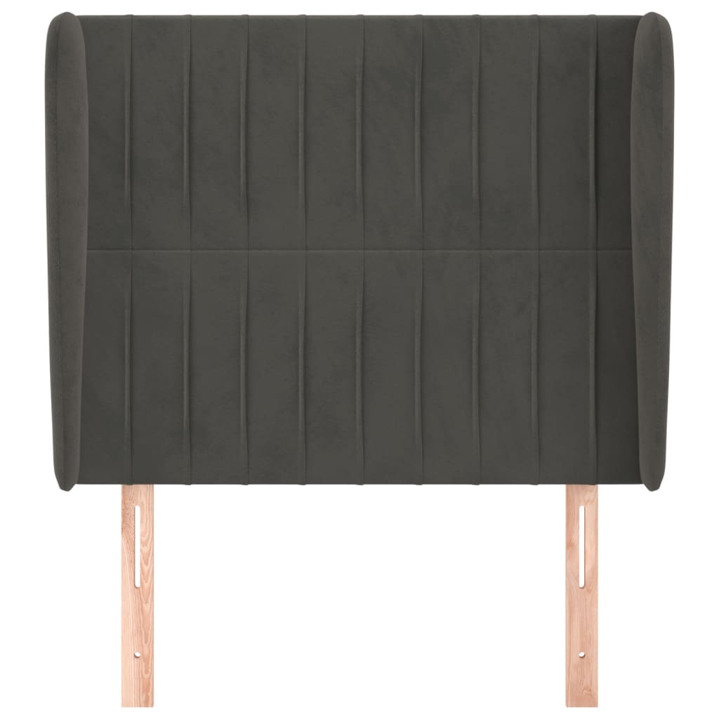 Uzglavlje s ušima tamnosivo 103x23x118/128 cm baršunasto