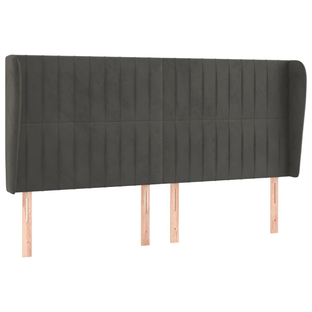 Uzglavlje s ušima tamnosivo 163x23x118/128 cm baršunasto