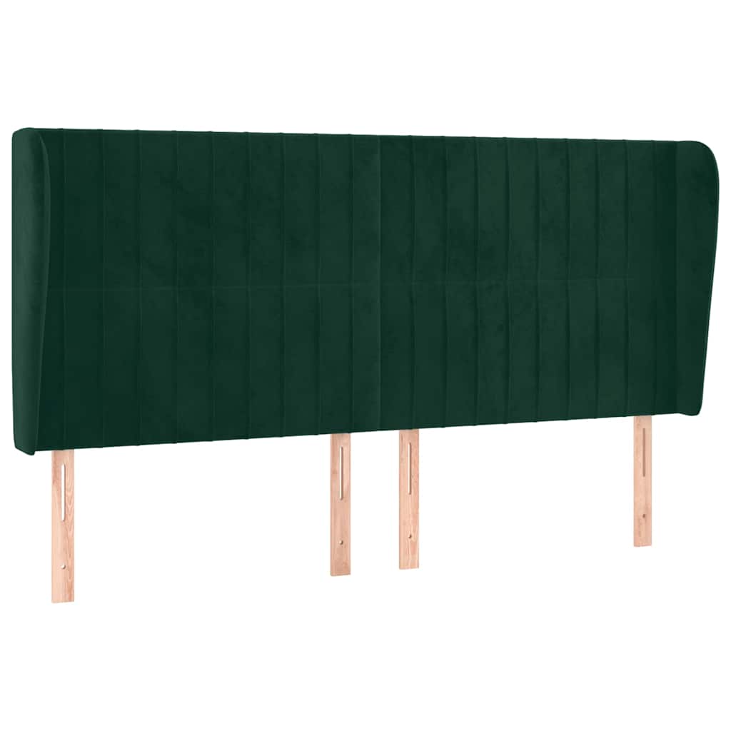 Uzglavlje s ušima tamnozeleno 163x23x118/128 cm baršunasto