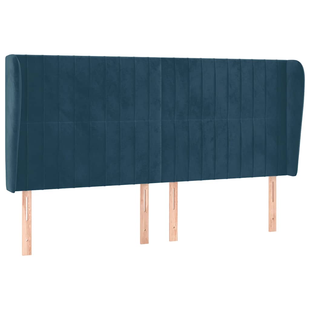 Uzglavlje s ušima tamnoplavo 163x23x118/128 cm baršunasto