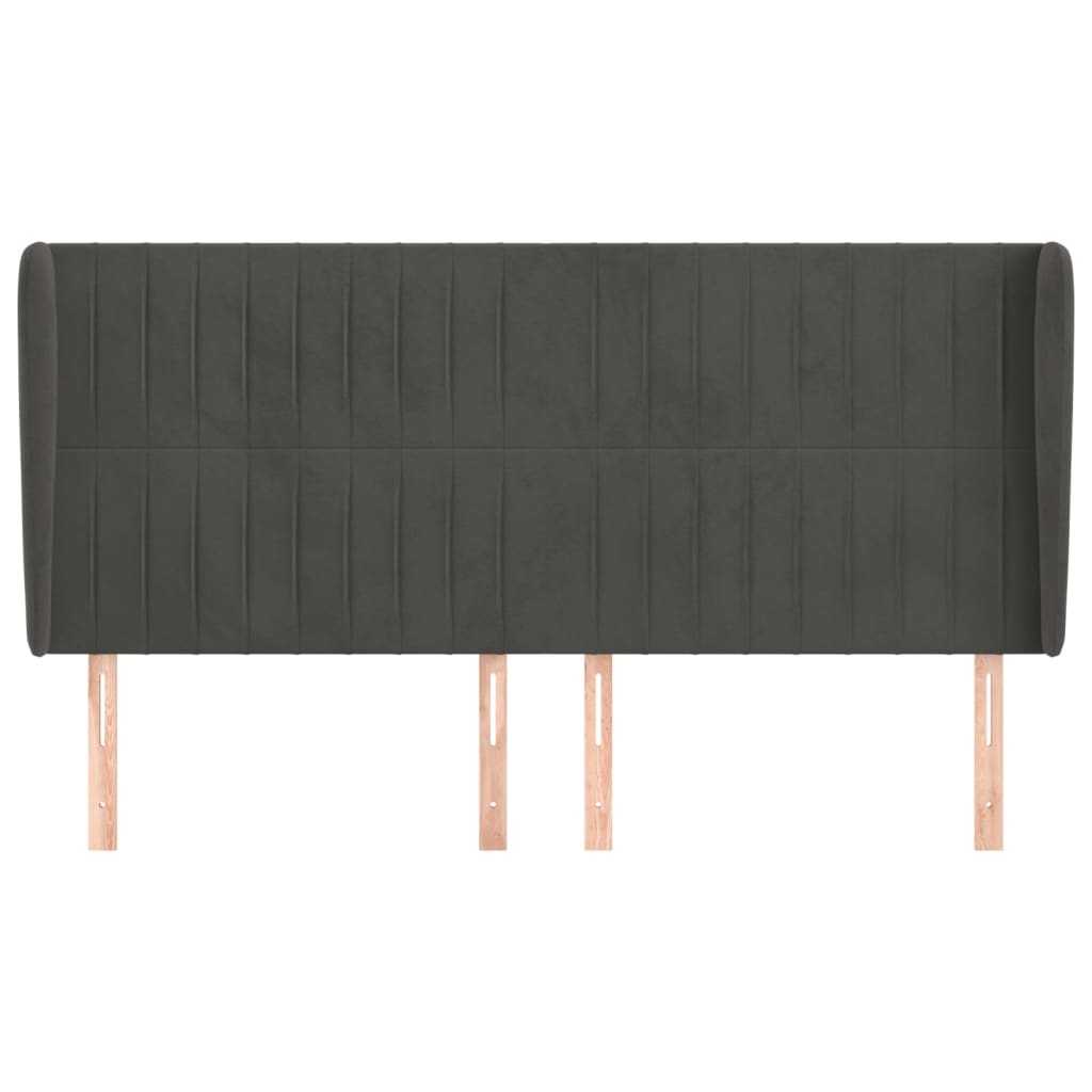 Uzglavlje s ušima tamnosivo 183x23x118/128 cm baršunasto