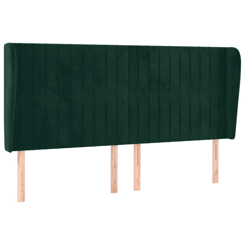 Uzglavlje s ušima tamnozeleno 203x23x118/128 cm baršunasto