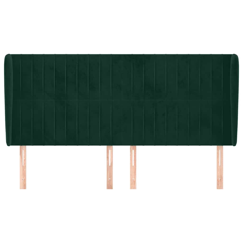 Uzglavlje s ušima tamnozeleno 203x23x118/128 cm baršunasto
