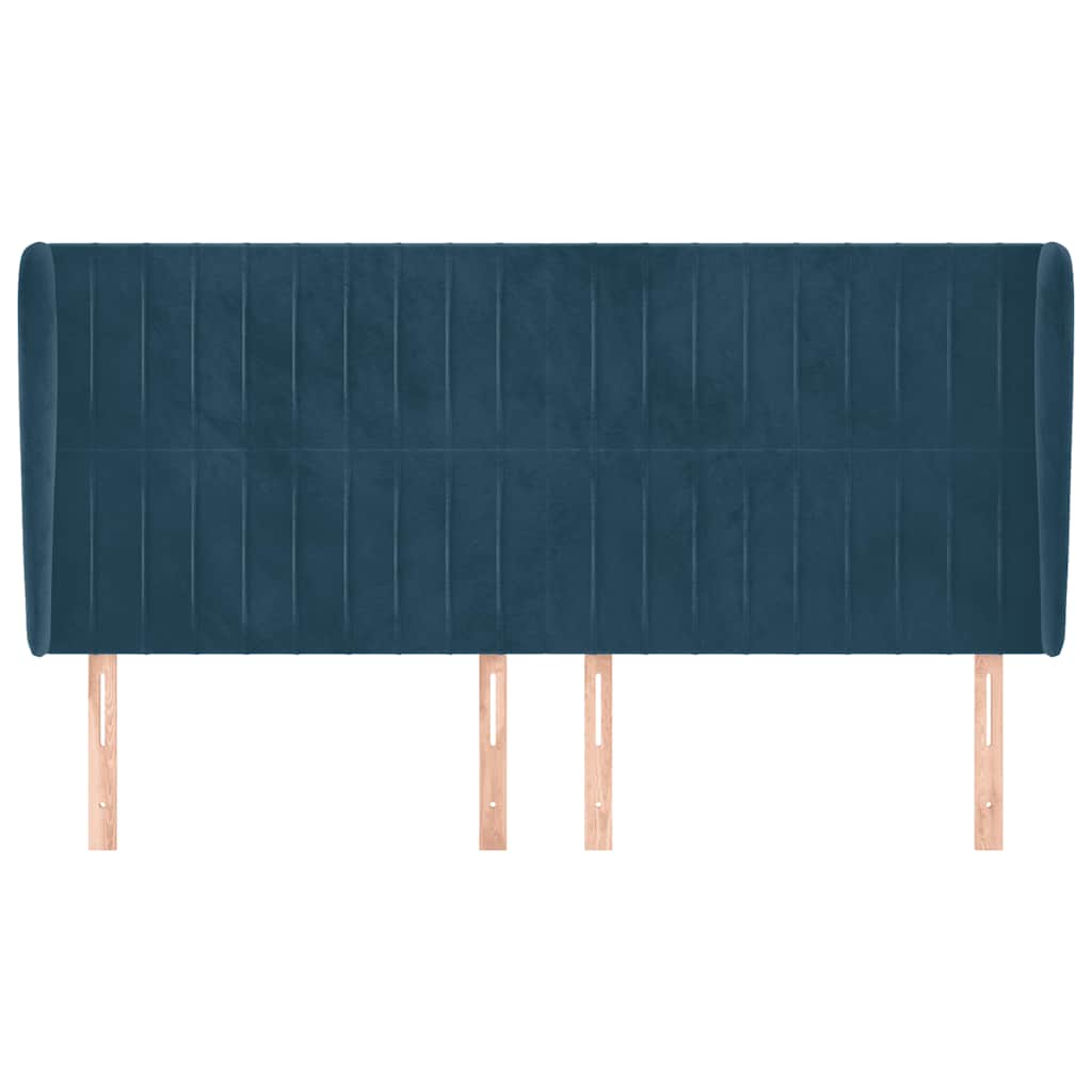 Uzglavlje s ušima tamnoplavo 203x23x118/128 cm baršunasto