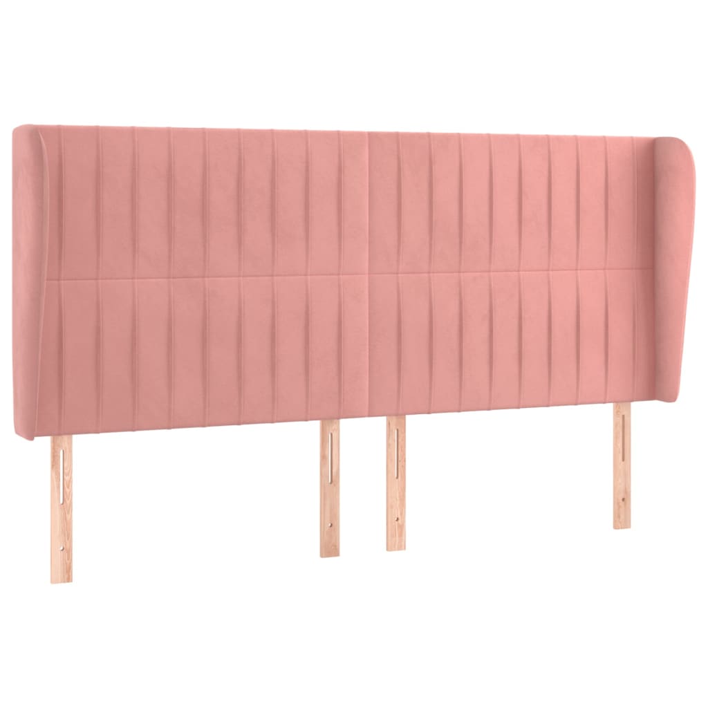 Uzglavlje s ušima ružičasto 203x23x118/128 cm baršunasto