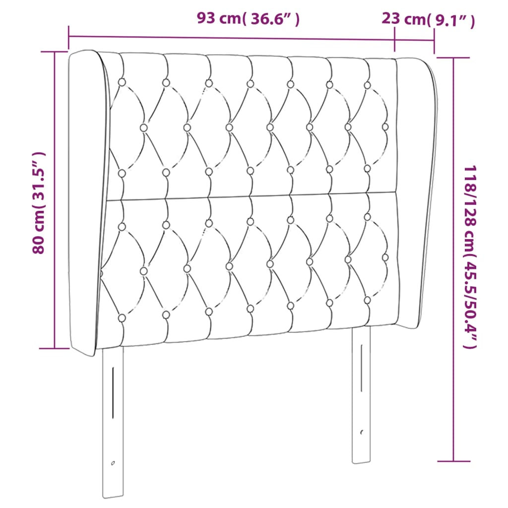 Uzglavlje s ušima krem 93x23x118/128 cm od tkanine
