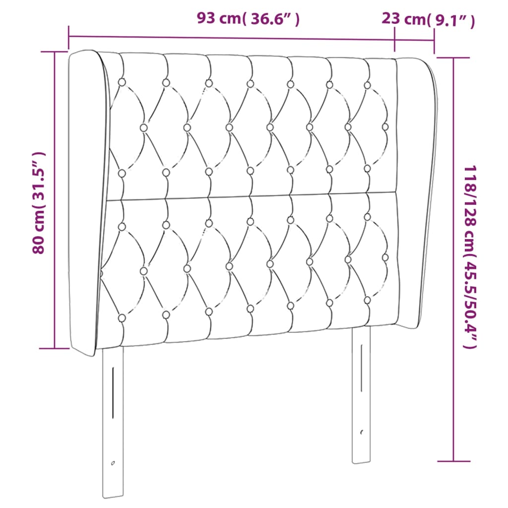 Uzglavlje s ušima plavo 93x23x118/128 cm od tkanine