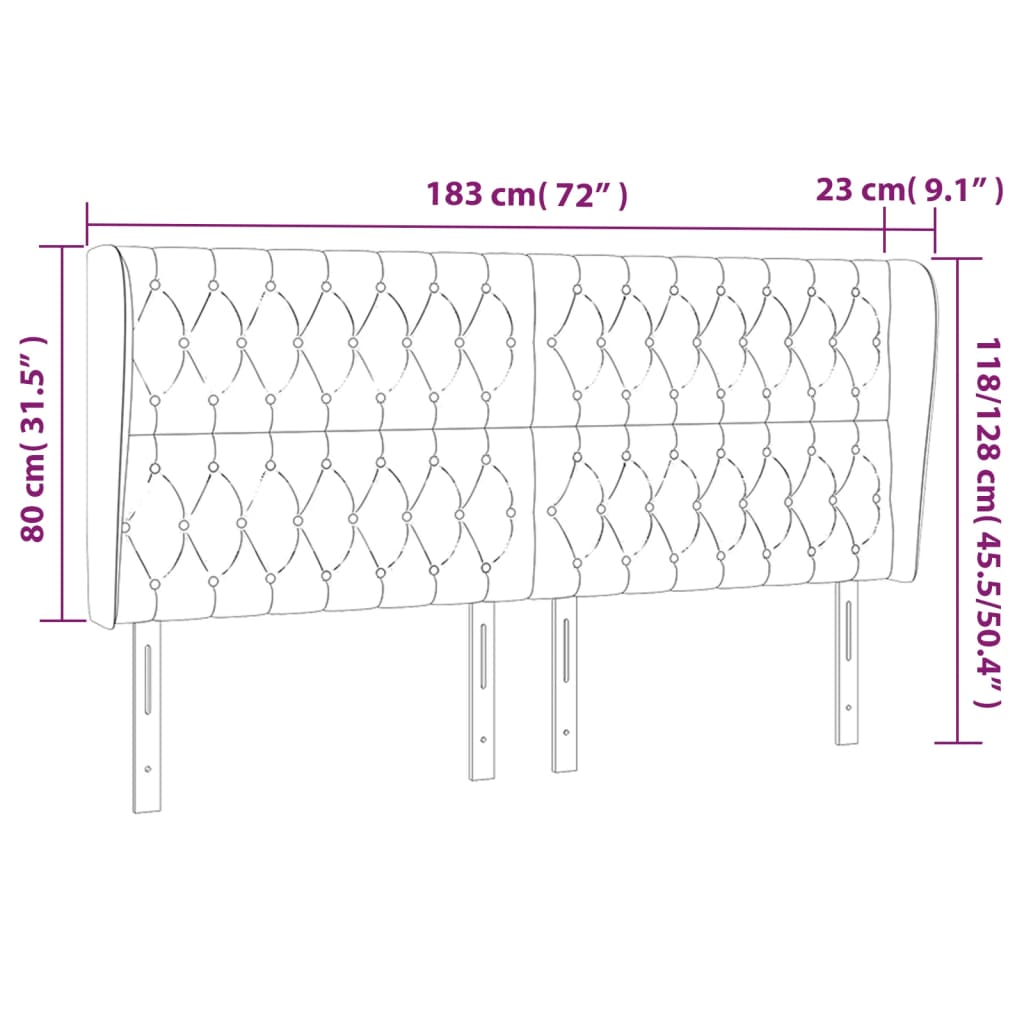Uzglavlje s ušima krem 183x23x118/128 cm od tkanine