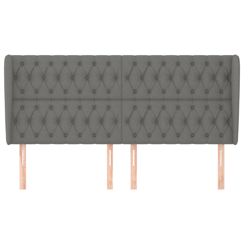 Uzglavlje s ušima tamnosivo 203x23x118/128 cm od tkanine